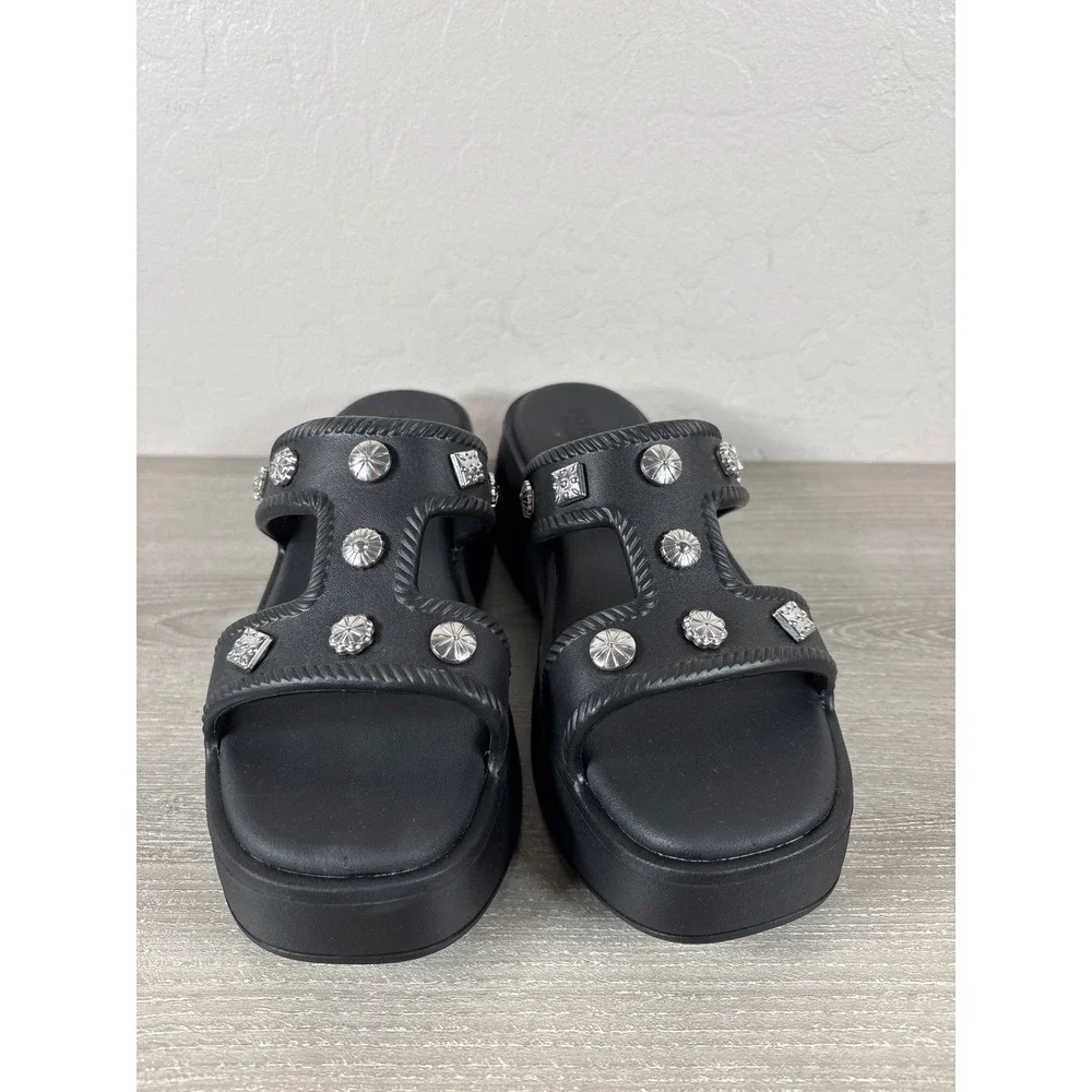 Skechers Foamies Rave It Girl Platform Sandals Chunky Black Studs Women's Sz 8